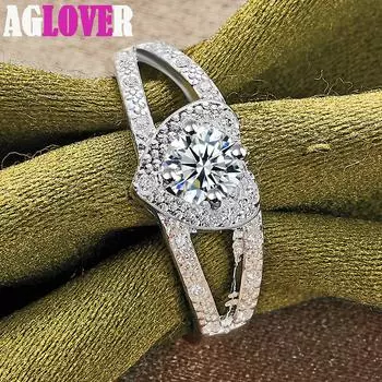 Ювелирные изделия из стерлингового серебра 925 пробы с цирконом в форме сердца AAA 7#