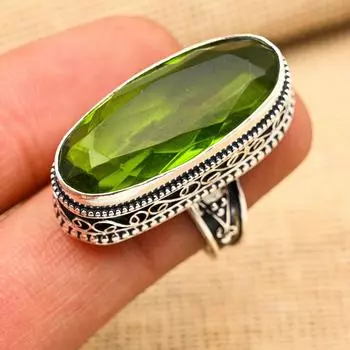 Ювелирные изделия из стерлингового серебра 925 пробы с драгоценным камнем перидот ручной работы ко Дню памяти 4 зелёный