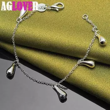 Ювелирные изделия из стерлингового серебра 925 пробы с подвеской в форме капель дождя/капель воды 20cm