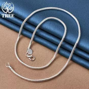 Ювелирные изделия из стерлингового серебра 925 пробы, 16/18/20/24/22/24/26/30 дюймов, 3 мм, цепочка в виде змеи 40cm