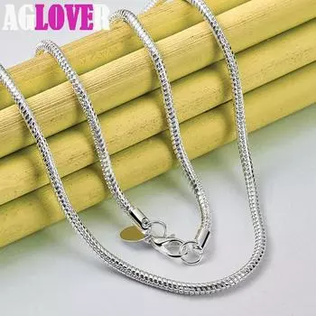 Ювелирные изделия из стерлингового серебра 925 пробы, 16/18/20/24/22/24/26/30 дюймов, 3 мм, цепочка в виде змеи 40cm