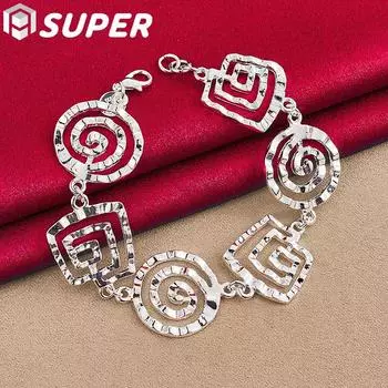 Ювелирные изделия из стерлингового серебра 925 пробы с волнистым браслетом 20cm