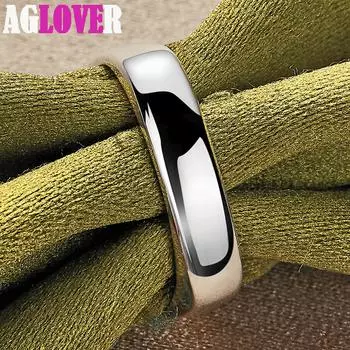 Ювелирные изделия из стерлингового серебра 925 пробы с квадратными круглыми кольцами 5#