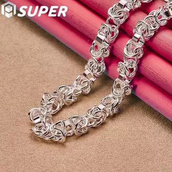 Ювелирные изделия из стерлингового серебра 925 пробы с пуговицами и цепочкой с множеством кругов 45cm