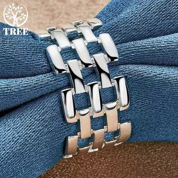 Ювелирные изделия из стерлингового серебра 925 пробы с квадратной клетчатой сеткой 7#