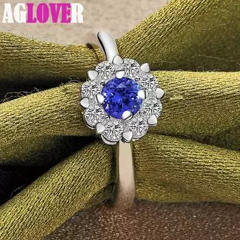 Ювелирные изделия из стерлингового серебра 925 пробы с круглым цирконом Bule AAA 7#