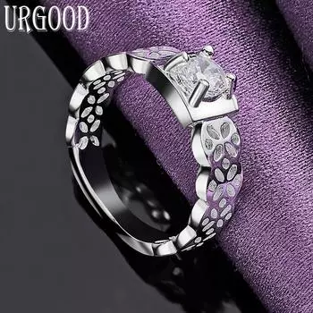 Ювелирные изделия из стерлингового серебра 925 пробы с круглым цирконом AAA и полым узором 7#