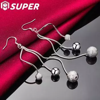 Ювелирные изделия из стерлингового серебра 925 пробы с гладкими матовыми бусинами и шариками-каплями