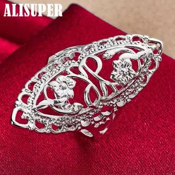 Ювелирные изделия из стерлингового серебра 925 пробы с полыми резными кольцами 6#