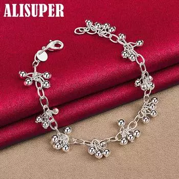 Ювелирные изделия из стерлингового серебра 925 пробы с гладким ярким шариком и шариком-цепочкой 20cm