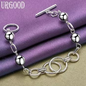 Ювелирные изделия из стерлингового серебра 925 пробы, модный браслет из бисера, подарок на вечеринку 20cm