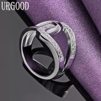 Ювелирные изделия из стерлингового серебра 925 пробы с геометрическим цирконом AAA 7#