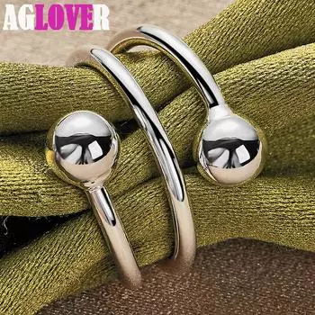 Ювелирные изделия из стерлингового серебра 925 пробы с двойными гладкими бусинами диаметром 8 мм и шариками