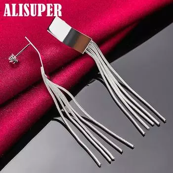 Ювелирные изделия из стерлингового серебра 925 пробы с длинными кисточками