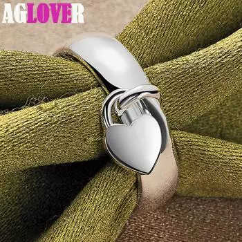 Ювелирные изделия из стерлингового серебра 925 пробы с замком в форме сердца 6#