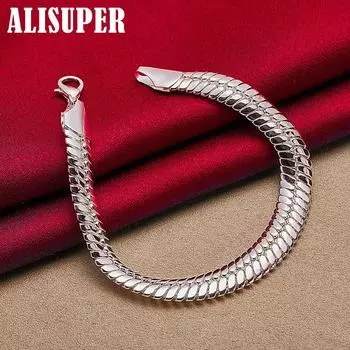 Ювелирные изделия из стерлингового серебра 925 пробы, 10 мм, боковая цепочка в виде змеи 20cm