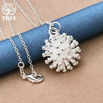 Ювелирные изделия из стерлингового серебра 925 пробы с фейерверком и коралловым кулоном 45cm