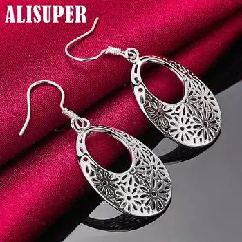 Ювелирные изделия из стерлингового серебра 925 пробы с узором овальных серег-капель