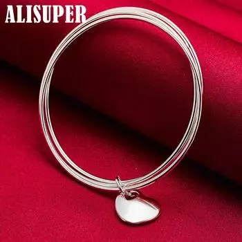 Ювелирные изделия из стерлингового серебра 925 пробы с тремя кольцами в форме сердца