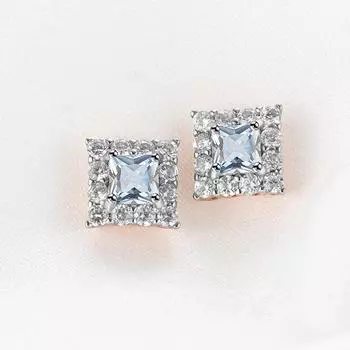 Ювелирные изделия из стерлингового серебра 925 пробы для женщин, серьги с драгоценными камнями, небесно-голубой топаз, милые серьги-гвоздики, романтические изящные ювелирные изделия, модные подарки