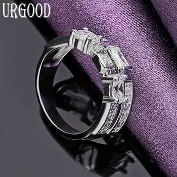 Ювелирные изделия из стерлингового серебра 925 пробы, квадратное круглое кольцо с цирконом AAA 7#