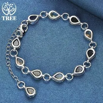 Ювелирные изделия из стерлингового серебра 925 пробы с цветными каплями воды из циркона AAA 20cm