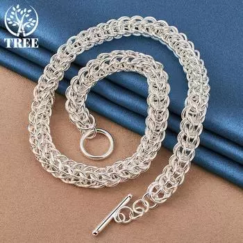 Ювелирные изделия из стерлингового серебра 925 пробы с множеством кругов и ожерельем-цепочкой 45cm