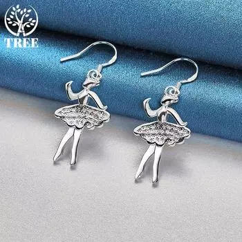 Ювелирные изделия из стерлингового серебра 925 пробы: серьги-капли «Танцующая девушка»