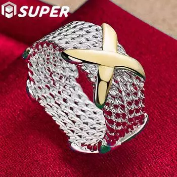 Ювелирные изделия из стерлингового серебра 925 пробы с золотыми буквами X 5#