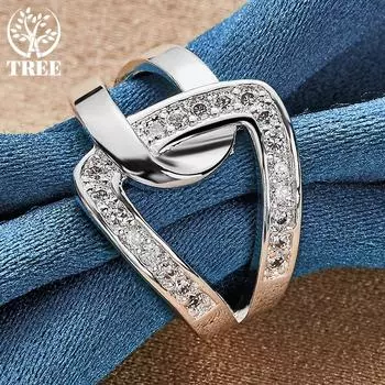 Ювелирные изделия из стерлингового серебра 925 пробы с геометрическим цирконом AAA 7#