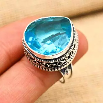 Ювелирные изделия из стерлингового серебра 925 пробы с голубым топазом ручной работы ко Дню памяти 4 синий