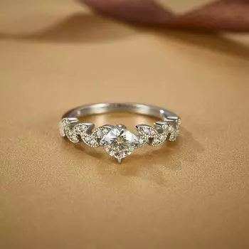 Ювелирные изделия из стерлингового серебра 925 пробы, кольца в форме листьев, муассанитовое кольцо для женщин 5