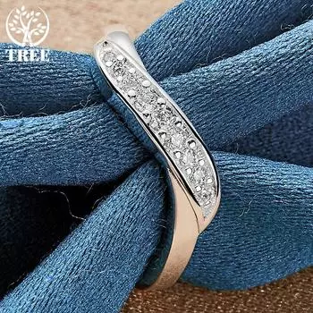 Ювелирные изделия из стерлингового серебра 925 пробы с витым цирконом AAA 7#