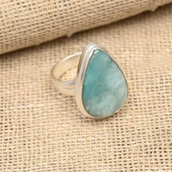 Ювелирные изделия из стерлингового серебра 925 пробы с драгоценным камнем Ларимар ручной работы на День Благодарения 4 синий