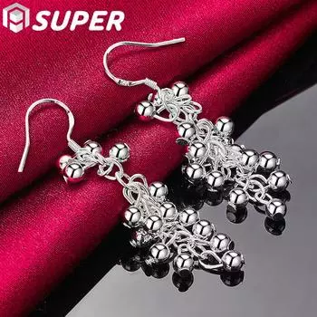 Ювелирные изделия из стерлингового серебра 925 пробы с гладкими виноградными бусинами