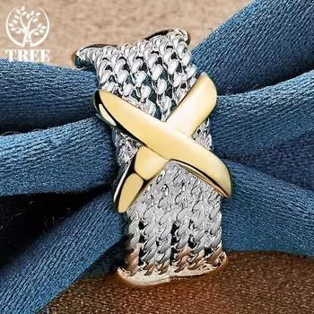 Ювелирные изделия из стерлингового серебра 925 пробы с золотыми буквами X 5#