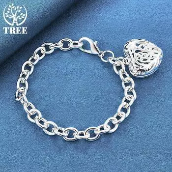 Ювелирные изделия из стерлингового серебра 925 пробы с подвеской в виде полого сердца 20cm