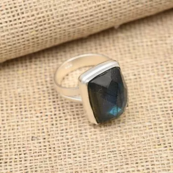 Ювелирные изделия из стерлингового серебра 925 пробы с лабрадоритом ручной работы на Рождество 4 синий