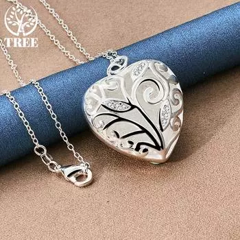 Ювелирные изделия из стерлингового серебра 925 пробы, 18-дюймовое стереоскопическое сердце с цирконом AAA 45cm