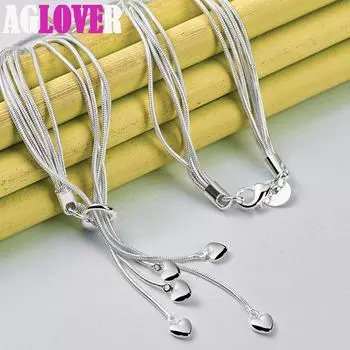 Ювелирные изделия из стерлингового серебра 925 пробы с пятью змеями и цепочкой в форме сердца 45cm