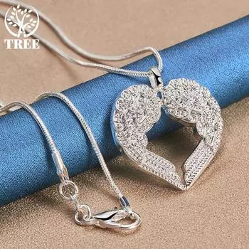 Ювелирные изделия из стерлингового серебра 925 пробы с подвеской в виде сердца и любви 45cm