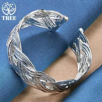 Ювелирные изделия из стерлингового серебра 925 пробы, 27 мм, переплетенная сеть, браслет