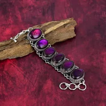 Ювелирные изделия из стерлингового серебра 925 пробы с розовым лабрадоритом, красивый ювелирный браслет ручной работы из драгоценных камней для женщин Adjustable with 8 inches розовый