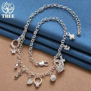 Ювелирные изделия из стерлингового серебра 925 пробы с цирконием AAA и звездами 45cm