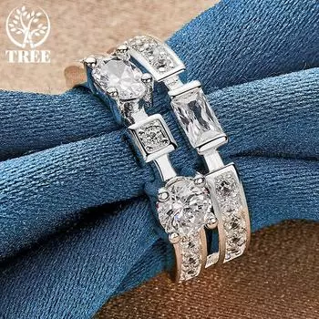 Ювелирные изделия из стерлингового серебра 925 пробы с круглым квадратным цирконом AAA 7#