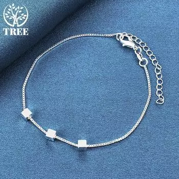 Ювелирные изделия из стерлингового серебра 925 пробы, квадратный кулон-браслет, 4 мм 20cm