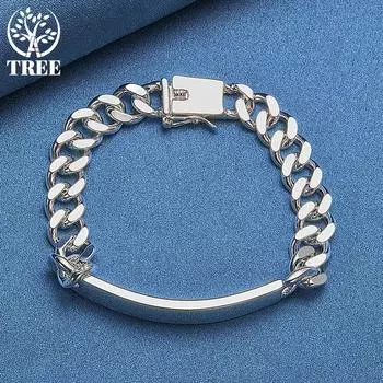 Ювелирные изделия из стерлингового серебра 925 пробы, 10 мм, гладкий боковой браслет 20cm