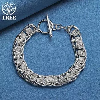 Ювелирные изделия из стерлингового серебра 925 пробы с множеством круглых браслетов-цепочек 20cm