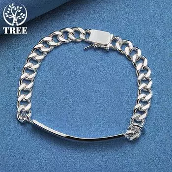 Ювелирные изделия из стерлингового серебра 925 пробы, 8 мм, гладкий боковой браслет 20cm