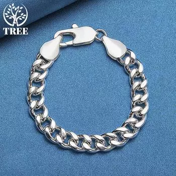 Ювелирные изделия из стерлингового серебра 925 пробы с боковой цепочкой диаметром 10 мм 20cm